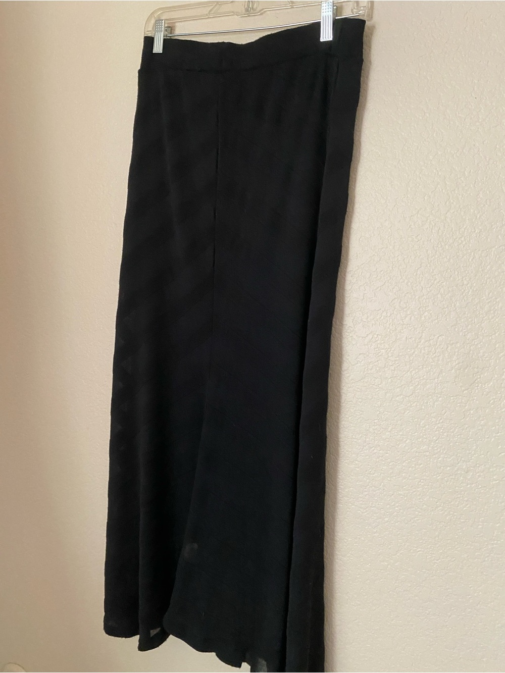 Black Maxi Skirt - Flowing A-Line chevron pattern sheer